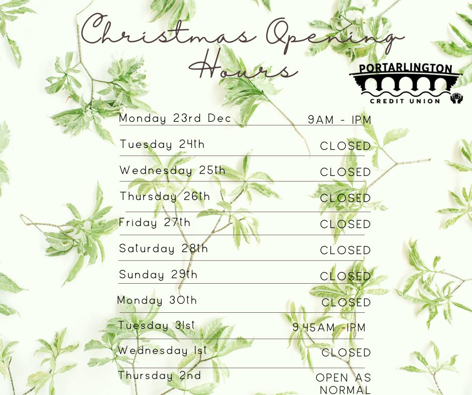 ✨PCU's Christmas Opening Hours ✨